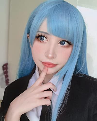 Aicos Blue Straight Cosplay Wig | Alacos Cosplay Wig for Jujutsu Kaisen Miwa Kasumi + Free Cap
