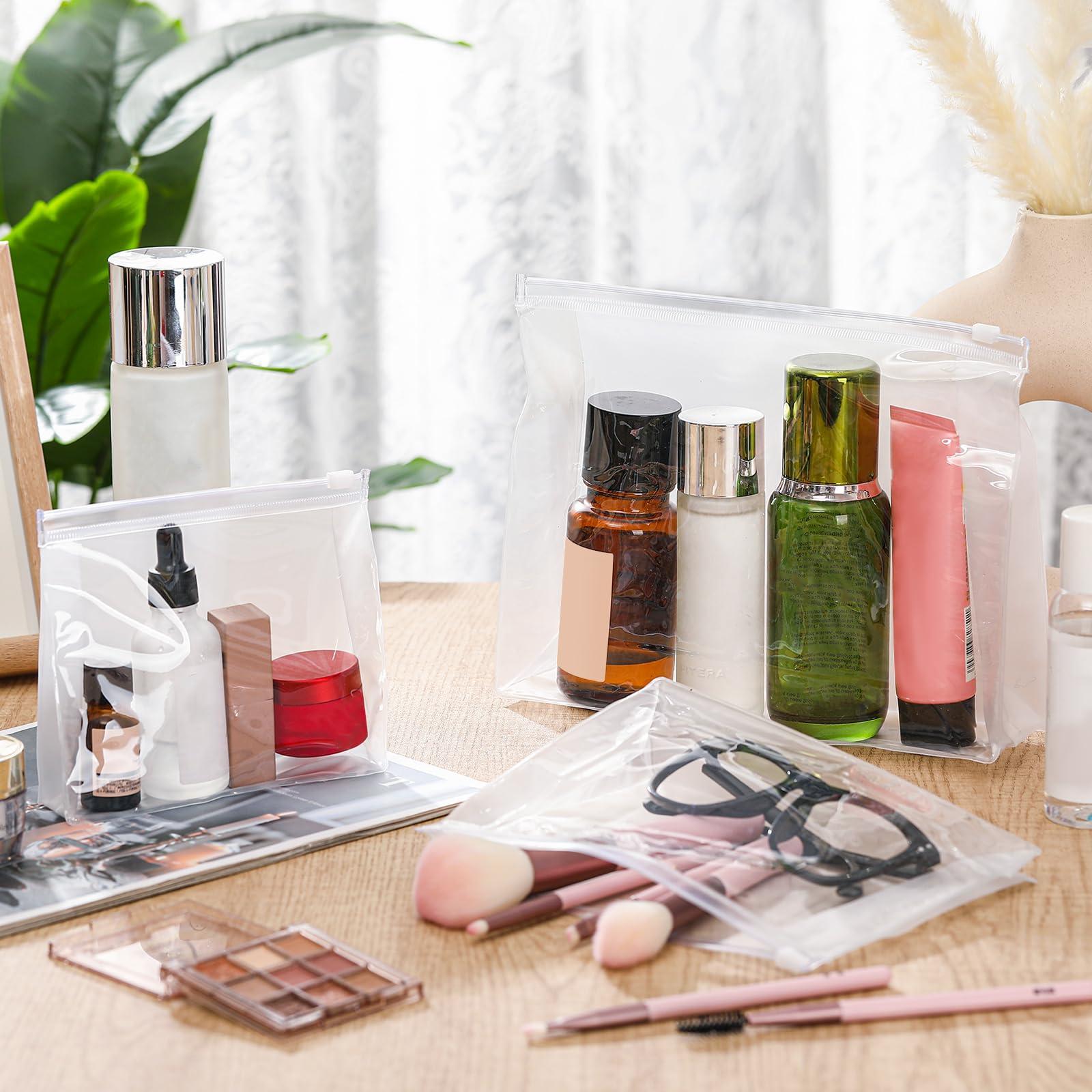 Xuniea Xuniea 50 Pieces Mini Clear Makeup Bag Small Clear Zipper Pouch Travel Bag for Toiletries Plastic Cosmetic Organizer Waterproof for Women Men Vacation(9.8\'\',7.9\'\',5.9\'\',Transparent)