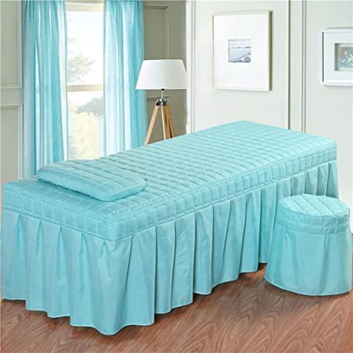 Tongina Tongina Massage Hotel Table Bed Skirt Valance Sheet with Breath Hole Pillow Case Stool Cover for Beauty Salon, Blue