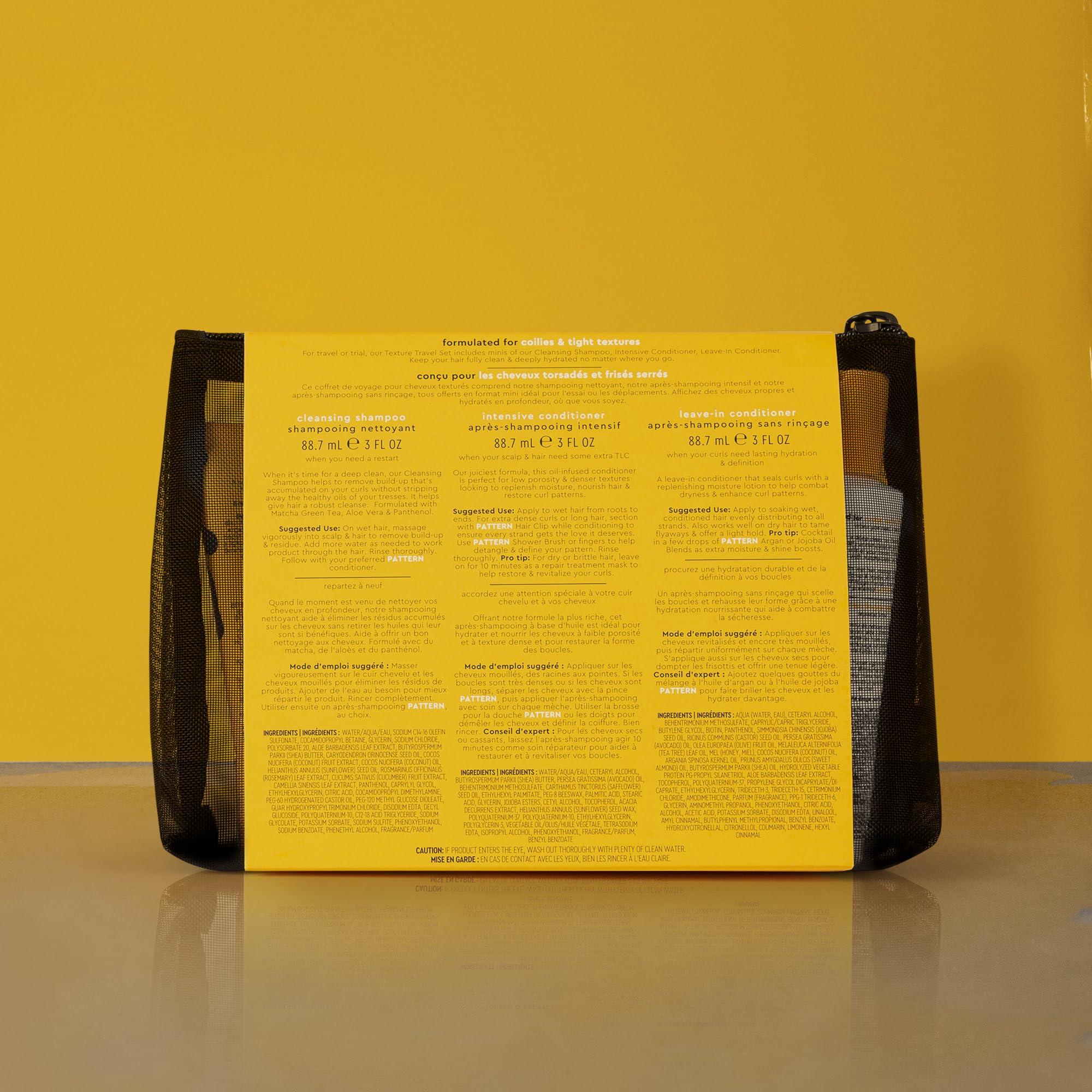 PATTERN PATTERN Beauty by Tracee Ellis Ross Texture Travel Kit for Curly & Coily Hair, 3a-4c, Includes 3 oz Leave-In Conditioner, 3 oz Intensive Conditioner, 3 oz Cleansing Shampoo