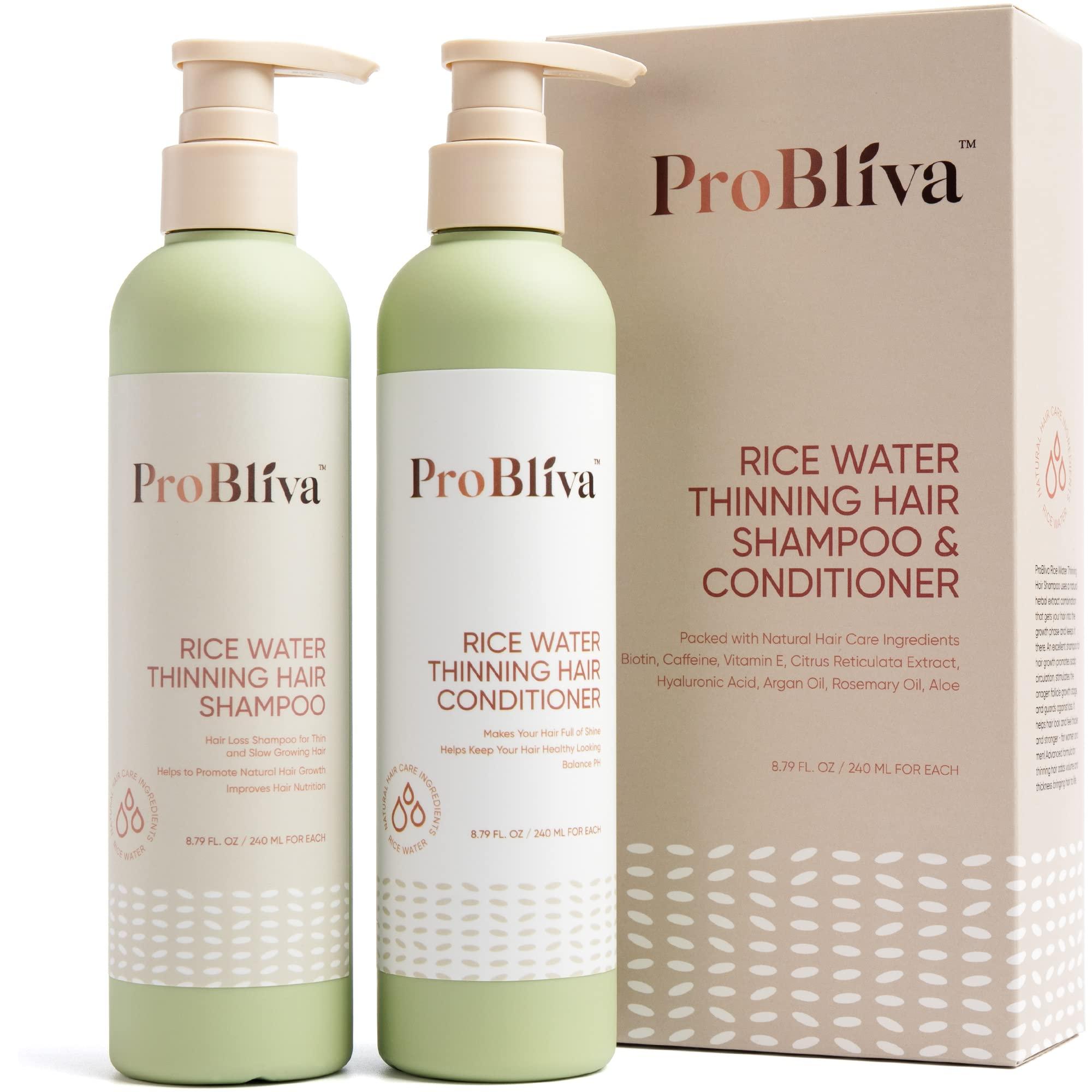 ProBliva Rice Water Thinning Hair Shampoo & Conditioner - Anti Hair Loss - Regrowth & Thickening