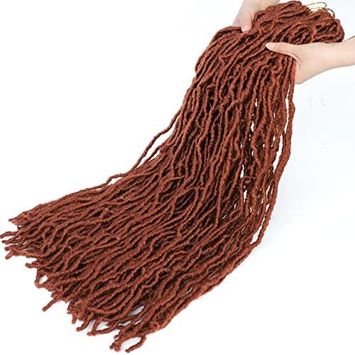 Alrence Faux Locs Crochet Hair Copper Red Soft Locs 30 Inch 7 Packs Ginger Long Crochet Locs Goddess Locs Natural Synthetic Pre looped Crochet Braids For Butterfly Locs (30 Inch (Pack of 7), 350#)