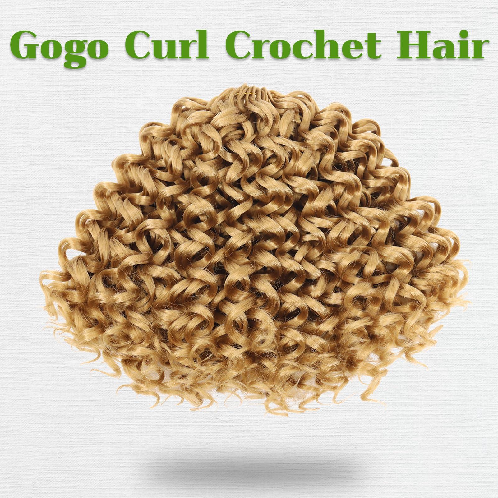 GOWIT Gowit Gogo Curl Crochet Hair 10 Inch 6 Packs Short Curly Crochet Hair for Black Women Honey Blonde Deep Ocean Wave Crochet Hair Synthetic Crochet Braids 10\",27#)