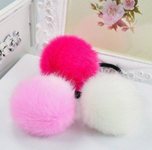 esowemsn 2Pcs Colorful Fashion Feather Ball Shape Elastic Ponytail Holder Hair Band Tie Headband(Color Random)