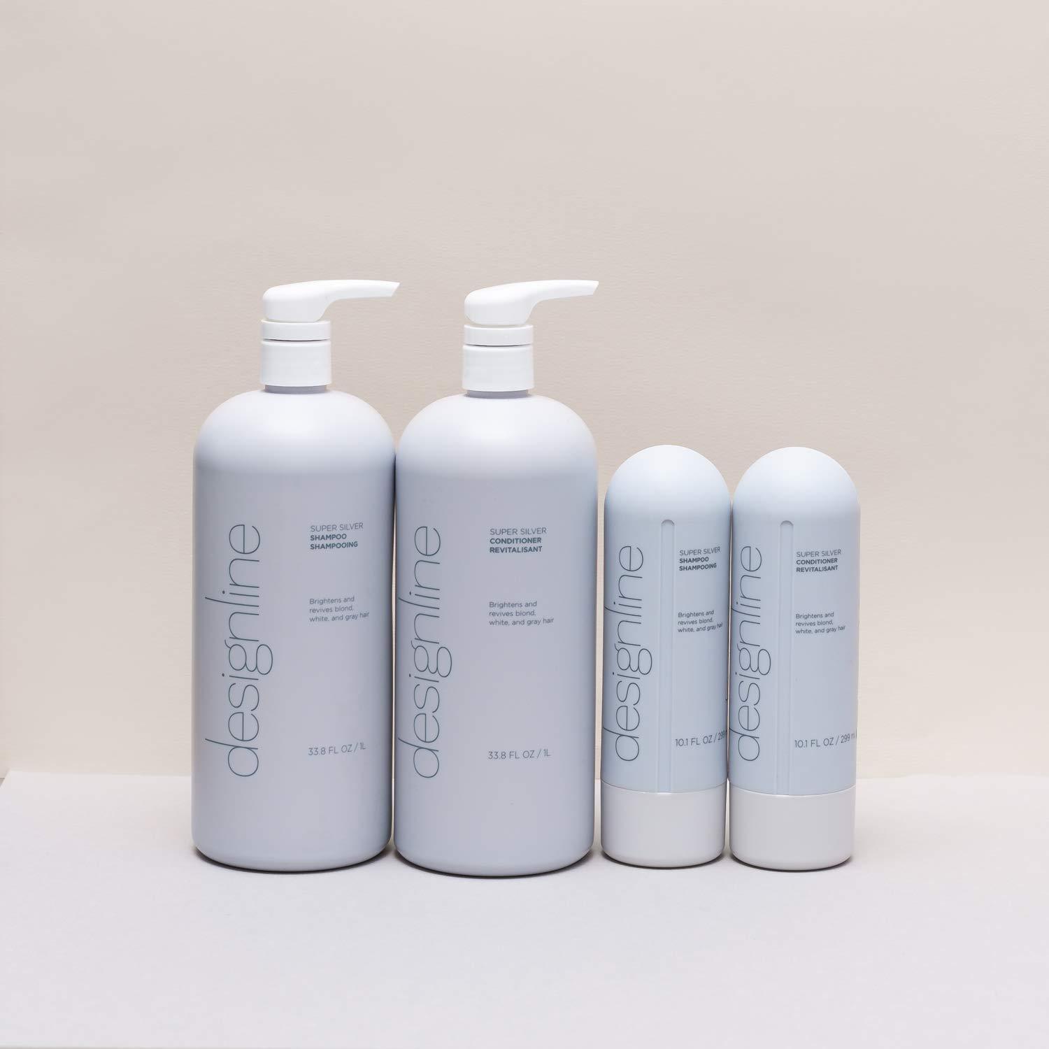 DESIGNLINE DESIGNLINE Super Silver Shampoo - Regis Restores Moisture, Boost Color for Blonde, Grey, White Hair, Strengthens and Improves Elasticity to Prevent Color Fade (33.8 oz.)