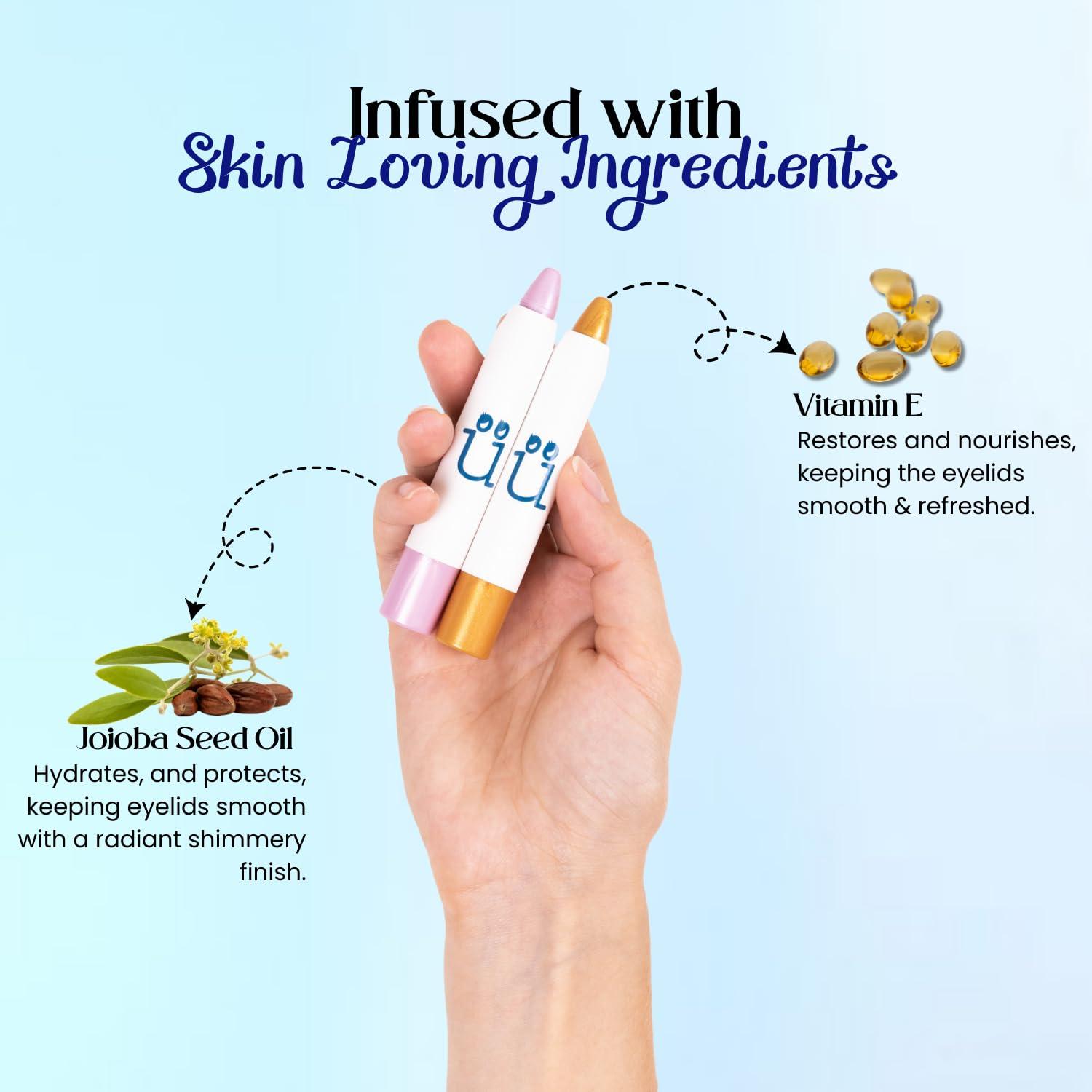 M2U NYC M2U NYC Eye Crayon, Eyeshadow Stick, Shimmer Cream Eyeshadow Pencil Crayon, Eye Brightener Stick Highlighter Makeup, Pro & Long Lasting Eyeshadow Stick (Champagne)