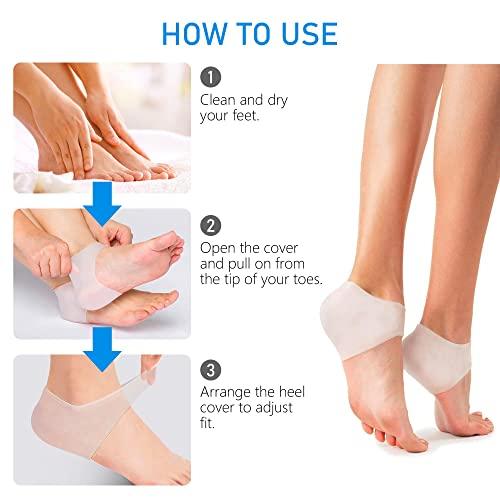 Dr.Pedi Dr.Pedi Gel Heel Sleeves Spur Relief Cushion Sleeve Unisex Silicone Moisturizing Heel Sock Protector Dry Cracked Skin Pain Repair Pedicure Reduce Pains of Plantar Fasciitis