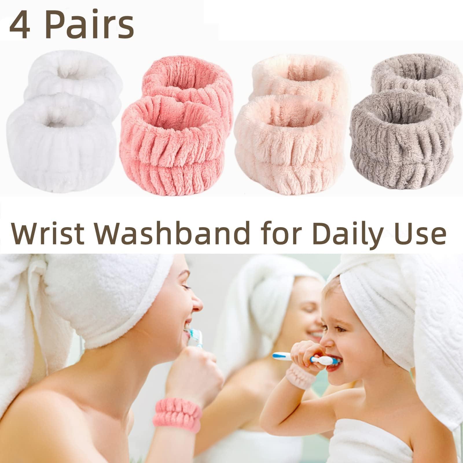 Foungmei 8 Pcs Face Washing Wristbands, Soft & Absorbent Microfiber Wrist Scrunchies for Washing Face, Face Wash Wrist Band for Women Girl, Spa Wrist Wash Band Prevent Water Dripping Down Your Arms