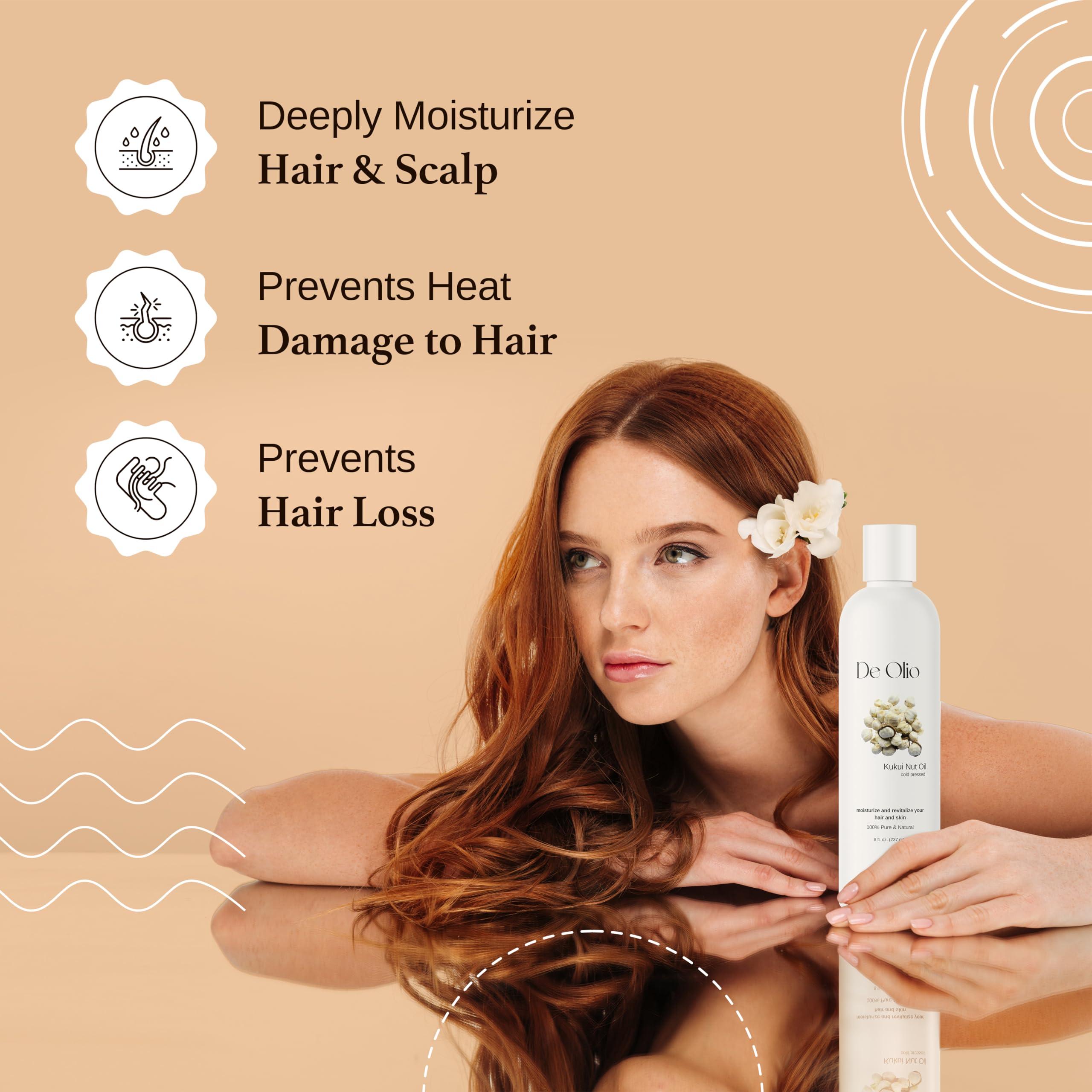 De Olio De Olio | Kukui Nut Oil | 100% Pure & Natural | Imported from Hawaii | Cold Pressed | Carrier Oil for Skin, Face, Hair, Soap Making | 16fl. oz. (473 mL)