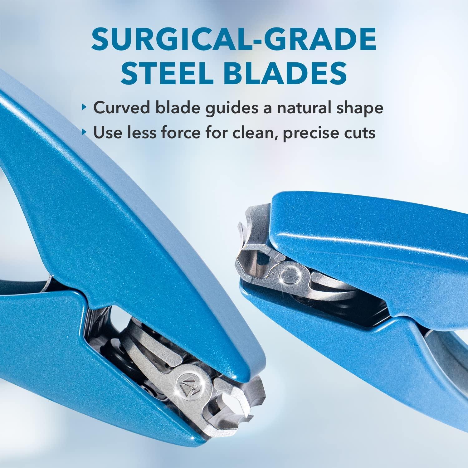 Azurro ClipperPro Omega Fingernail Clipper - Ergonomic Large Nail Clippers for Women & Men | Heavy-Duty Nail Cutters | Fingernail Clippers with 180 Swivel Head (Ice Blue Edition)