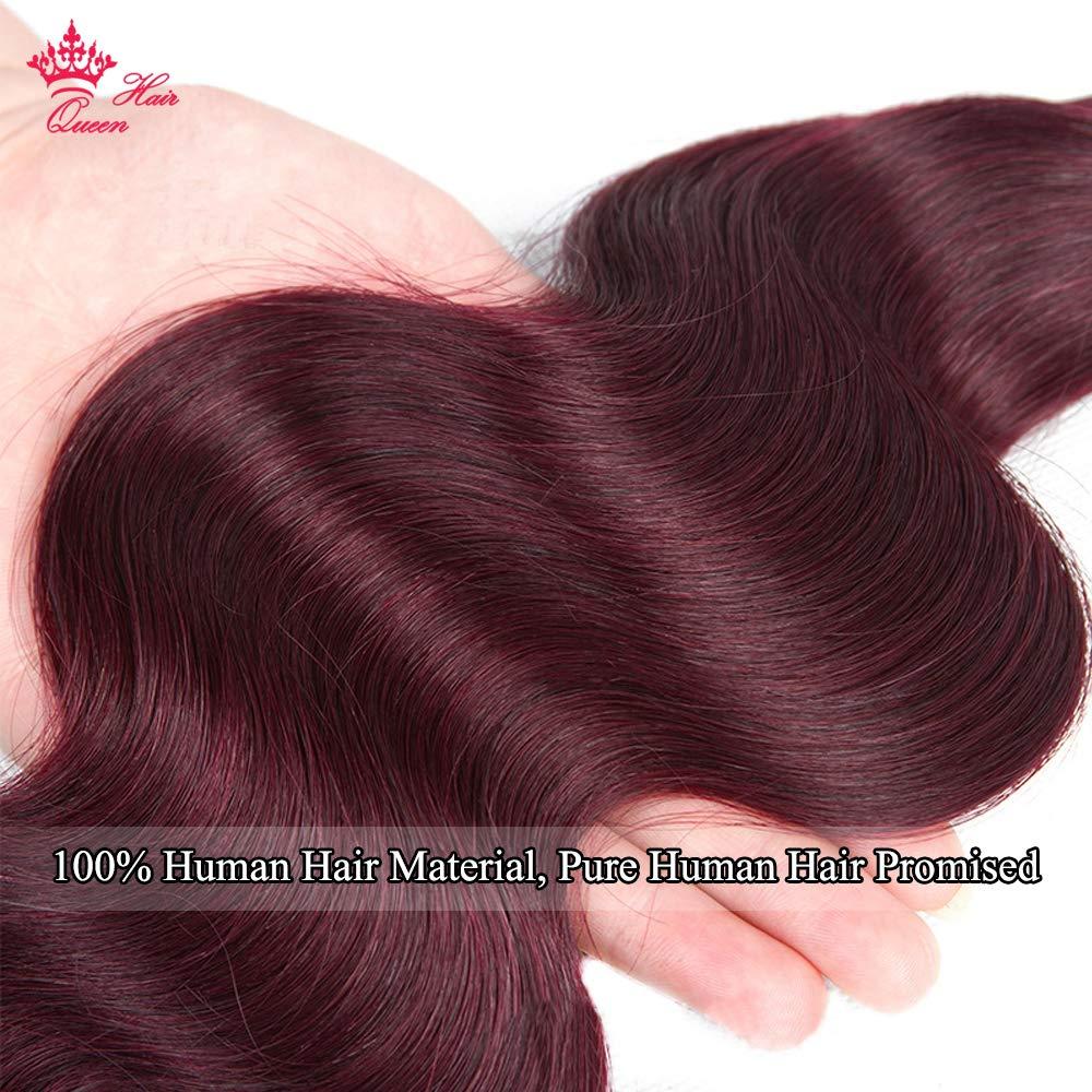 Queen Hair Queen Hair Products Brazilian Virgin Human Hair Body Wave Bundles Burgundy Hair Extensions Wine Red 99j Color (10 10 12)
