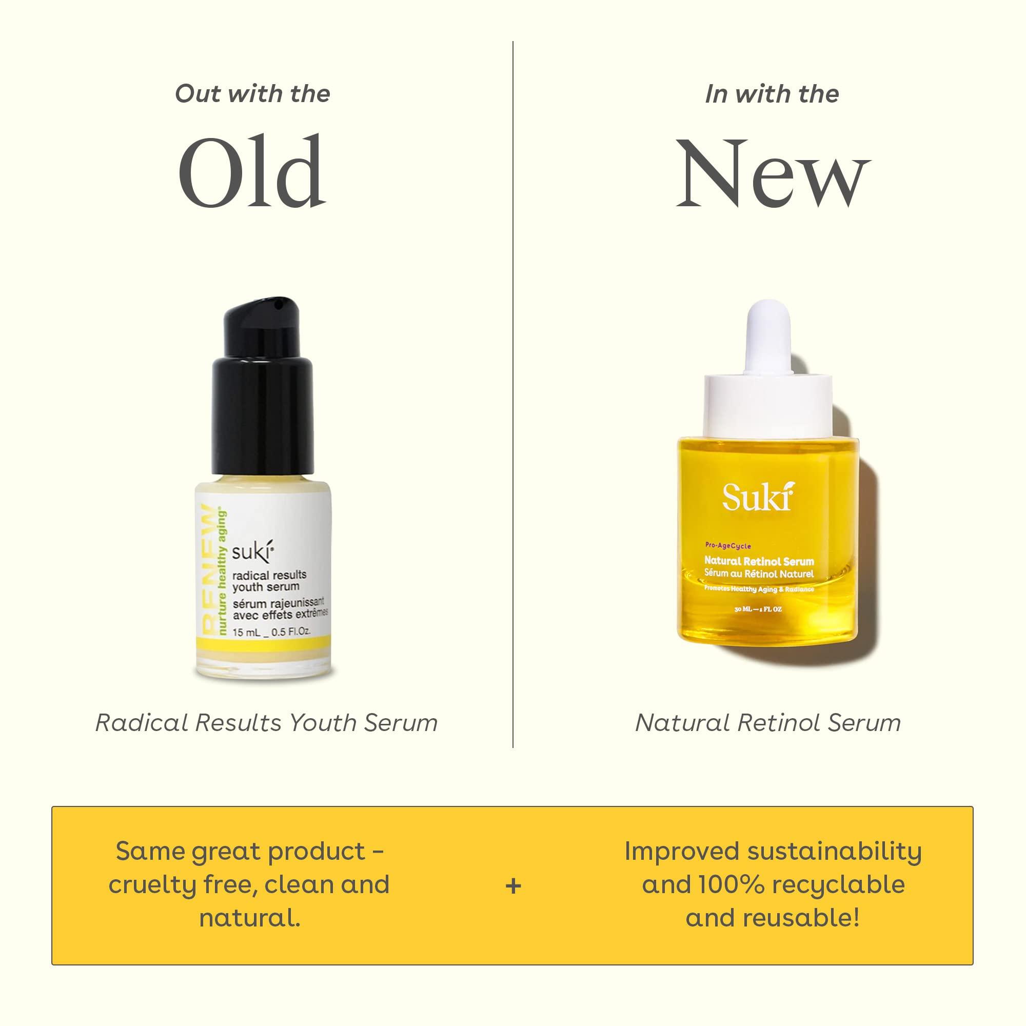 Suki Natural Retinol Serum for Face  Radical Results Skin Resurfacing Retinol Serum for Day & Night Care with Rose Extract, Vitamin C, Collagen - Anti Wrinkle Serum to Brighten, strengthen, Tone 1oz