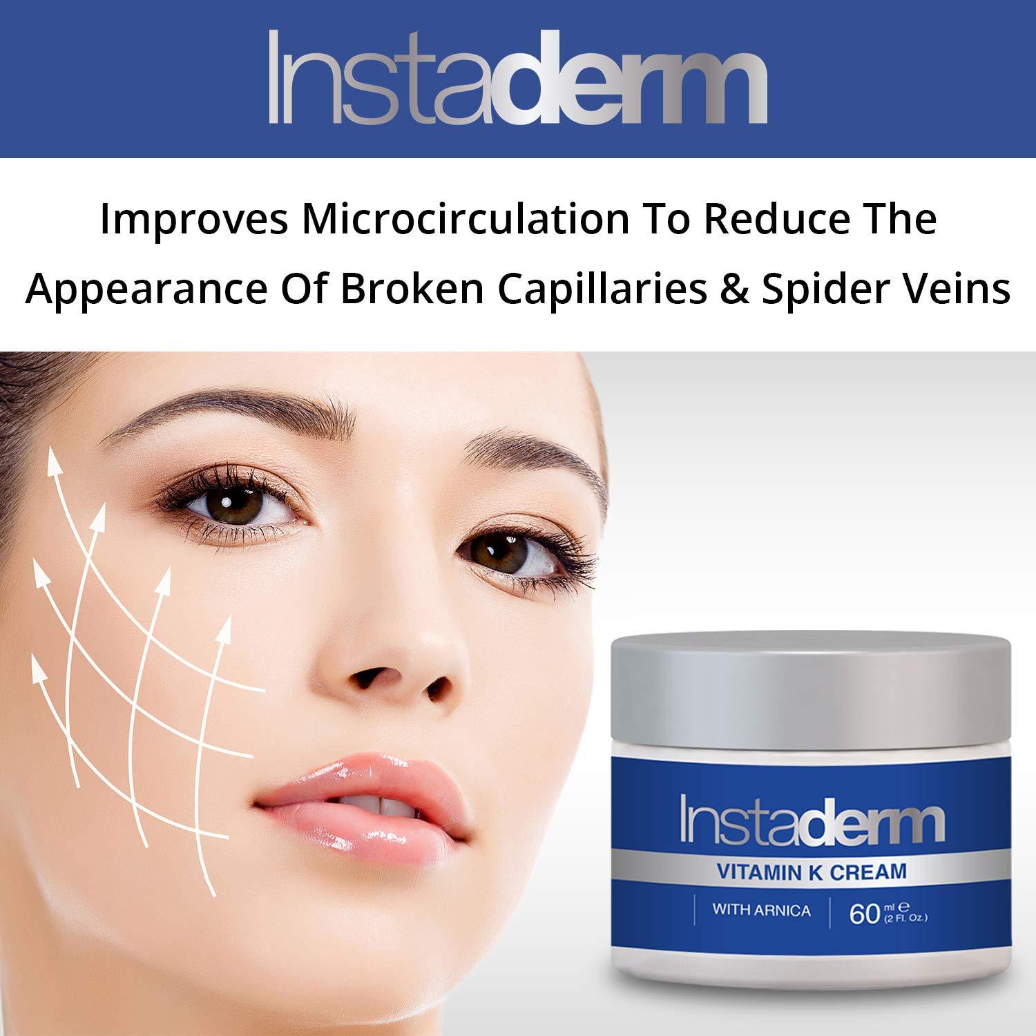 Instaderm Instaderm Vitamin K Cream- Bruise Healing Formula with Arnica. Dark Spot Moisturizer for Bruising, Spider Veins & Broken Capillaries. Repair Under Eye Dark Circles, & Puffiness.