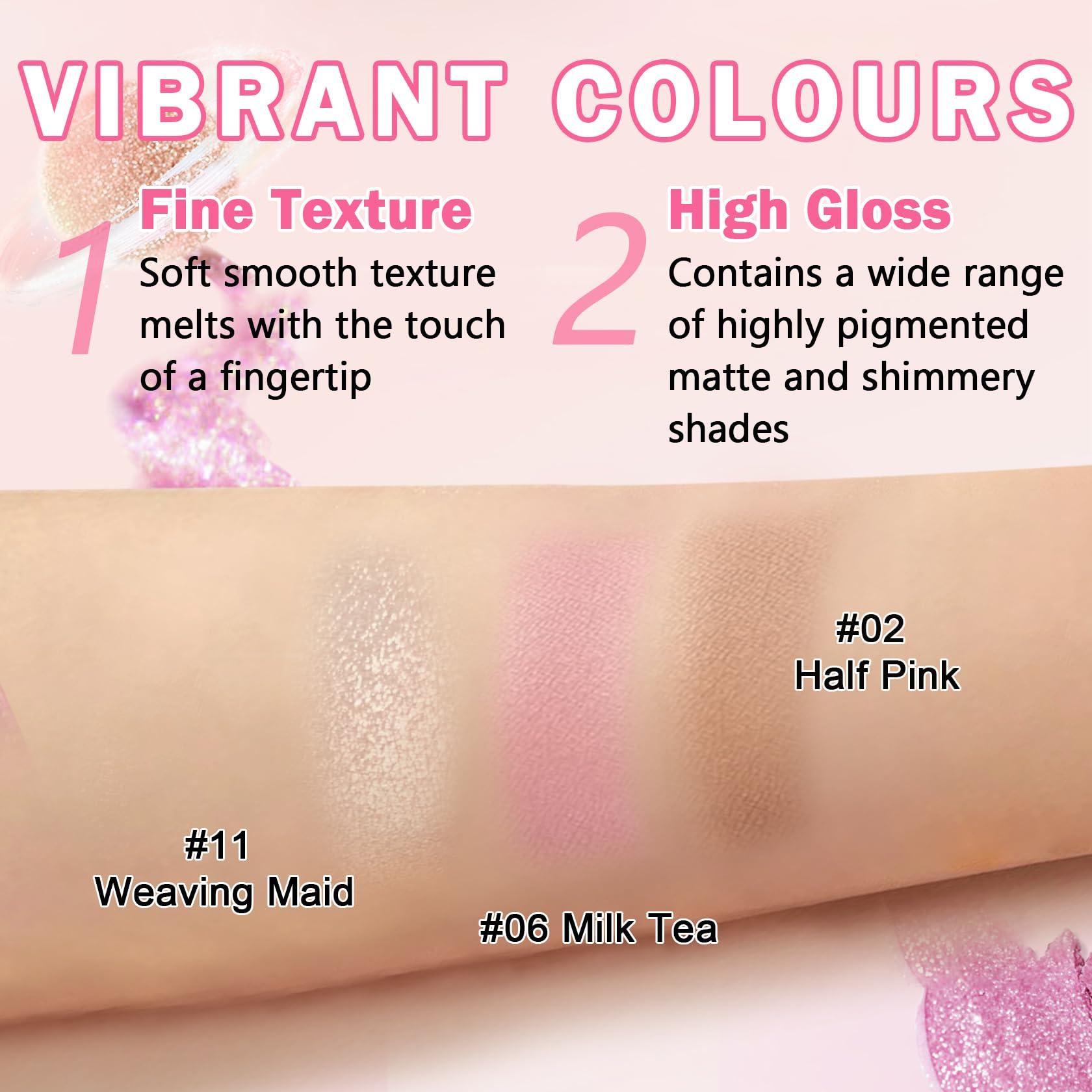 QIUFSSE QIUFSSE Pink Eyeshadow Single Eyeshadow,Matte Ultra Fine Lightweight Powder Multiuse Blendable Makeup Eyeshadow for Women Girls,High Pigment Daily Warm Tone Eyes Makeup(Half Pink)