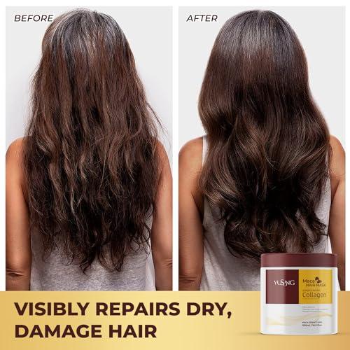 GNJOY GNJOY Collagen Hair Mask, Collagen Hair Treatment, Deep Repair Conditioning Hair Mask, Collagen Hair Mask Essence for Dry Damaged Hair-16.9oz/500ml