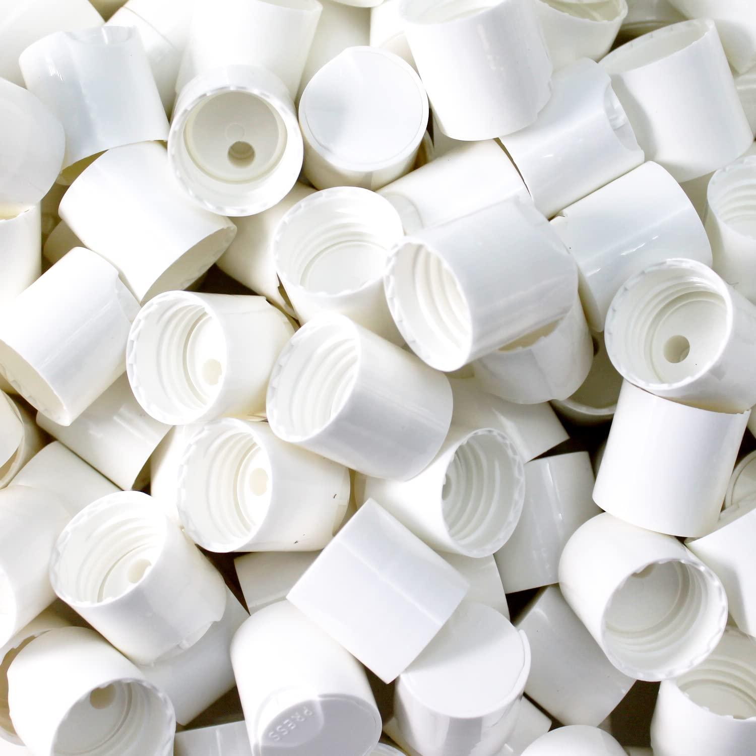 EcoJeannie EcoJeannie Wholesale 24/410 White Disc Top Caps Press Cap Dispensing Closure w/ 24mm Neck Diameter for Refillable Bottles - BPA-free, Recyclable (144 Caps)