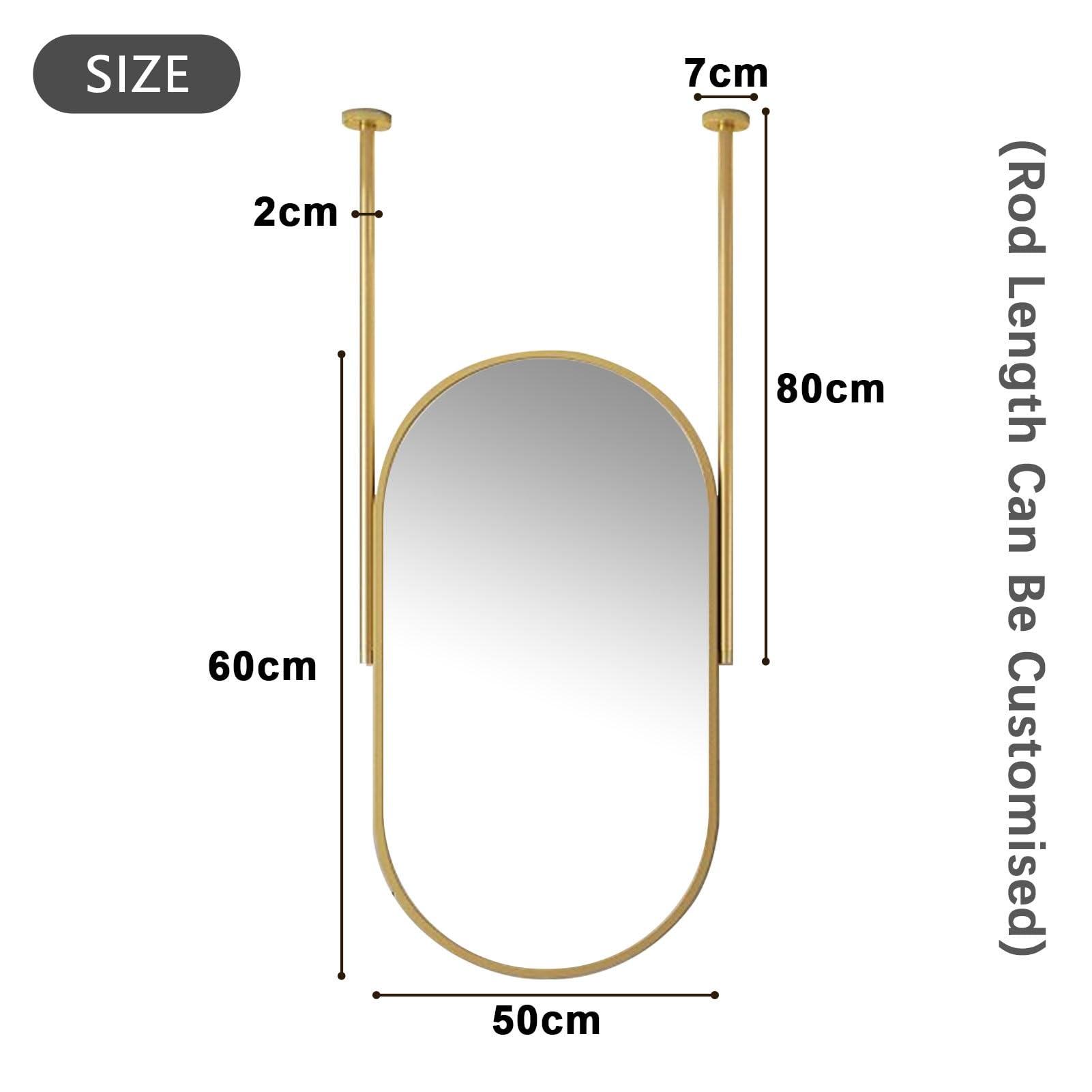 Drsyffsup Gold Framed Oval Mirror for Wall - Large Shower Mirror for Bathroom - Ceiling Hanging Home Vanity Shaving Makeup Mirror - Customizable Decorative Mirror - Modern Simple Style ( Size : 50cmx60cm )