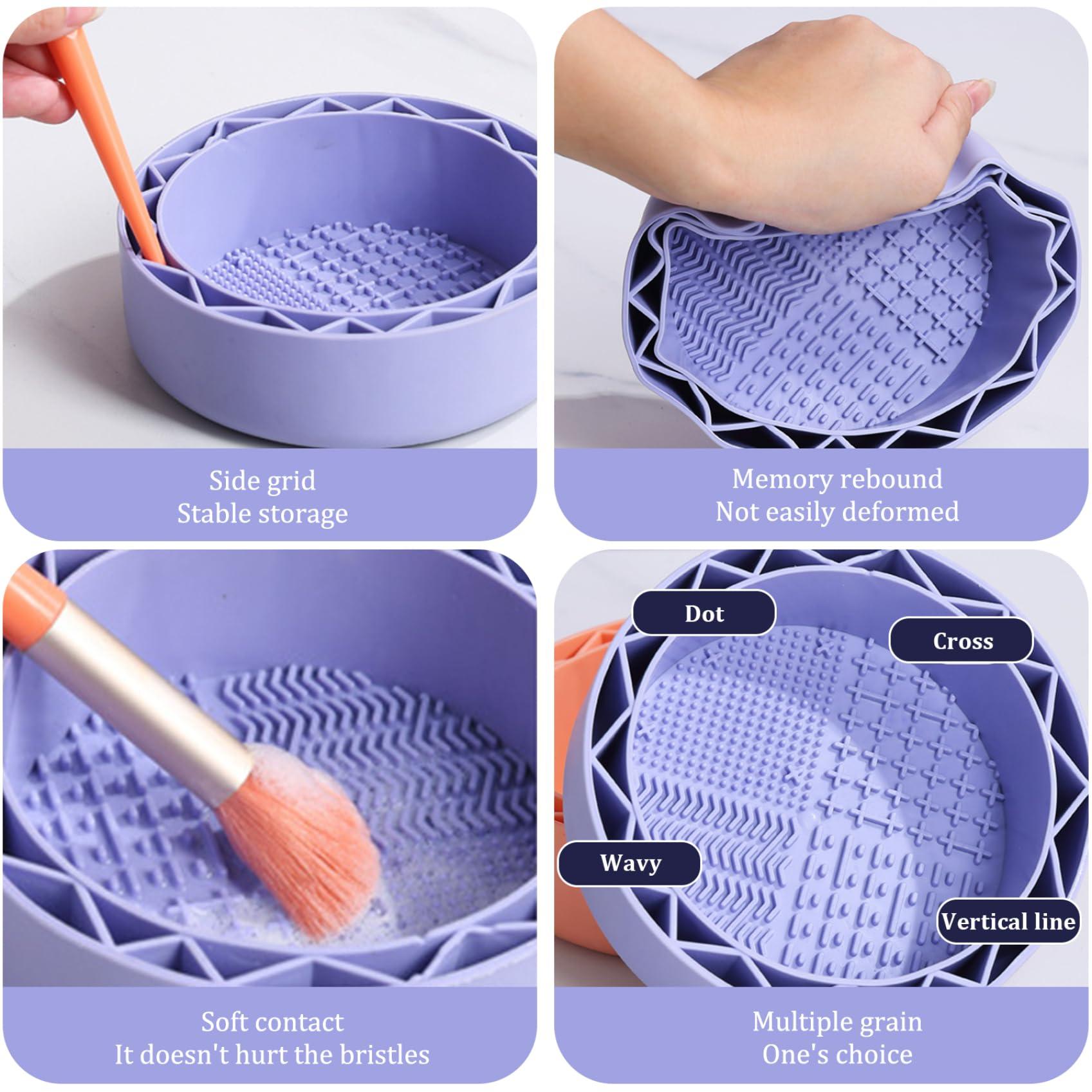 Kalastussaari Kalastussaari 3Pcs Makeup Brush Cleaner Mat 3 in 1 Brush Cleaning Mat, Cosmetic Brush Cleaner, Brush Drying Holder Organizer Portable Silicone Makeup Brush Cleaner