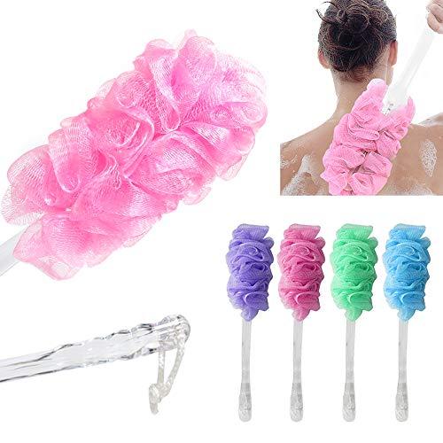 AllTopBargains 1 Shower Back Body Mesh Brush Long Handle Scrubber Bath Sponge Cleaning Massager
