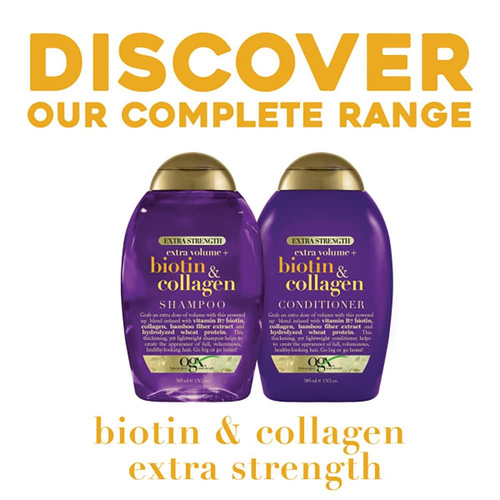 OGX OGX Thick & Full + Biotin & Collagen Extra Strength Volumizing Shampoo & Conditioner with Vitamin B7 & Hydrolyzed Wheat Protein for Fine Hair. Sulfate-Free Surfactants for Fuller Hair, 13 Fl Oz