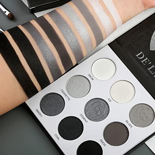 Afflano Afflano Gray Eyeshadow Palette Grey Black White Silver, Blendable Smokey Eye Eyeshadow Palette, for SFX Skull Goth Look Halloween Makeup Palette, Long Lasting Dark Eye Shadow Pallet - Panda