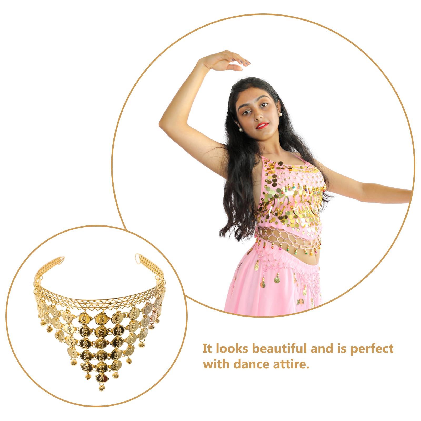 HANABASS HANABASS Belly Dancing Headband, Tribal Coined Headband Dance Hair Hoop Gypsy Jewelry with Bells and Coin Tassel Ornaments