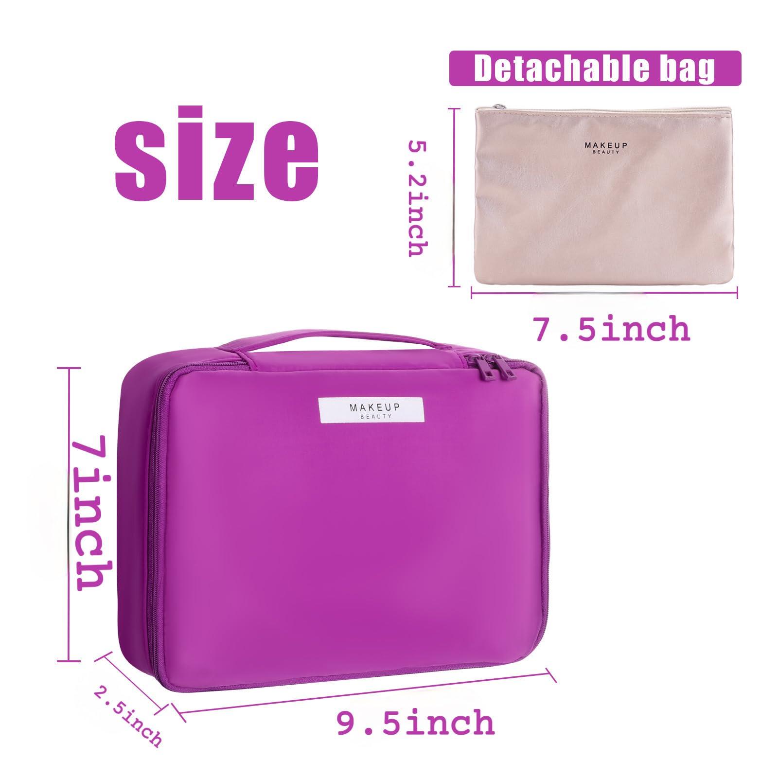 Queboom Travel Makeup Bag Cosmetic Bag Makeup Bag Toiletry bag for women and men (Deep purple)