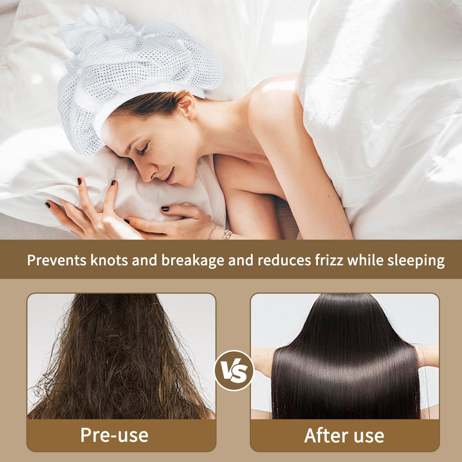 Melivs Net Plopping Cap for Drying Curly Hair, Upgraded Net Plopping Cap for Drying Hair Plopping Net with Adjustable Strap Reusable Diffuser Cap for Curly Hair Net Plopping Satin Diffuser Cap, White