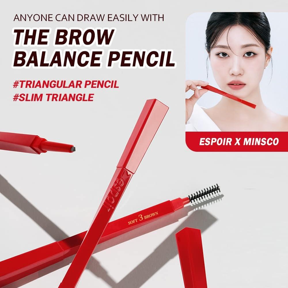 Espoir Espoir The Brow Balance Pencil Combo #2 Cool Gray (Mini Clear Eyebrow Mascara Included) | EyeBrow Pencil for Natural and Easy Draw without Clumping | Detailed and Rich Eyebrow Texture | Korean Makeup