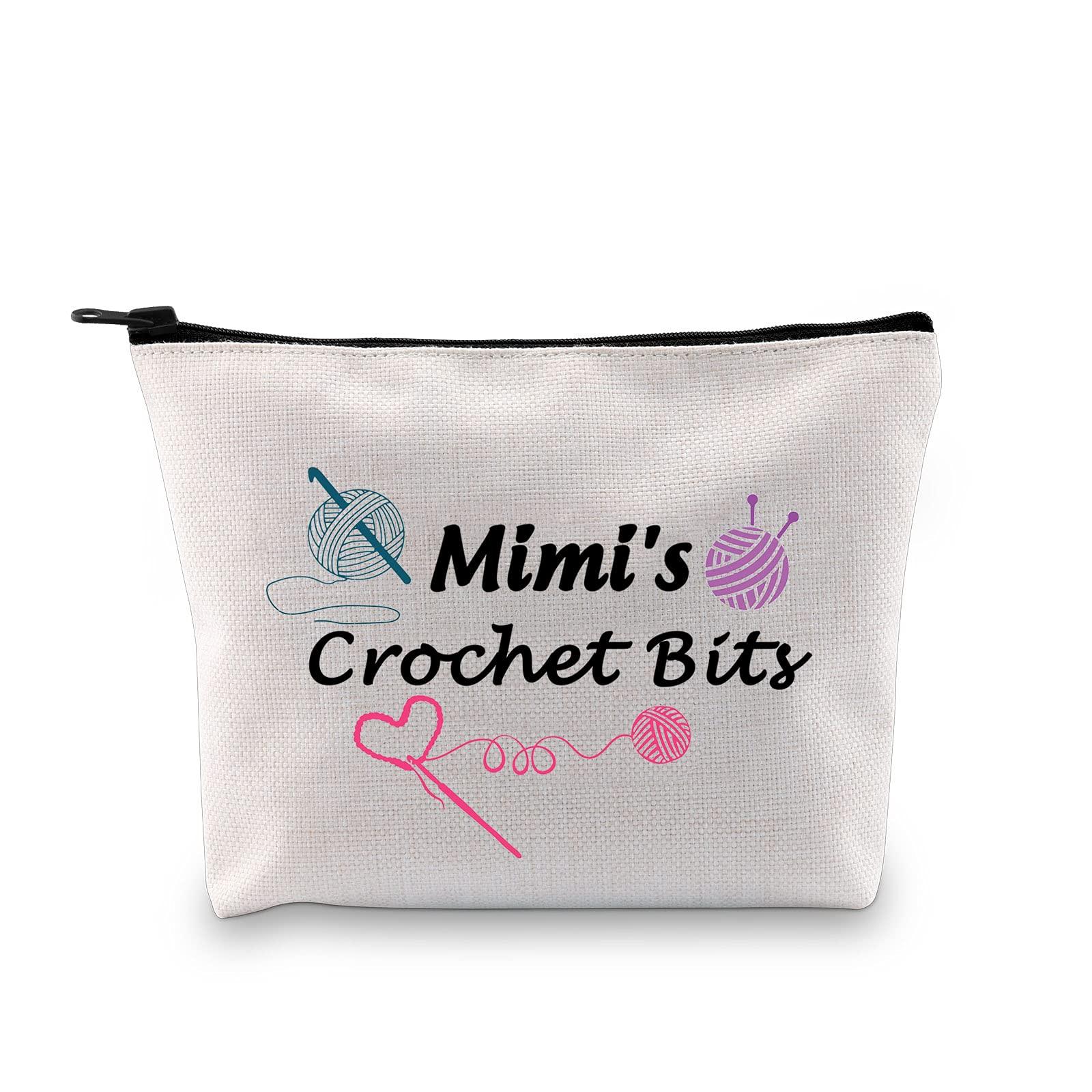 JXGZSO JXGZSO Mimi Crochet Gift Crochet Bits Crochet Accessories Bag Mimi's Crochet Bits Mothers Day Gift (Mimi's Crochet Bits White Bag)