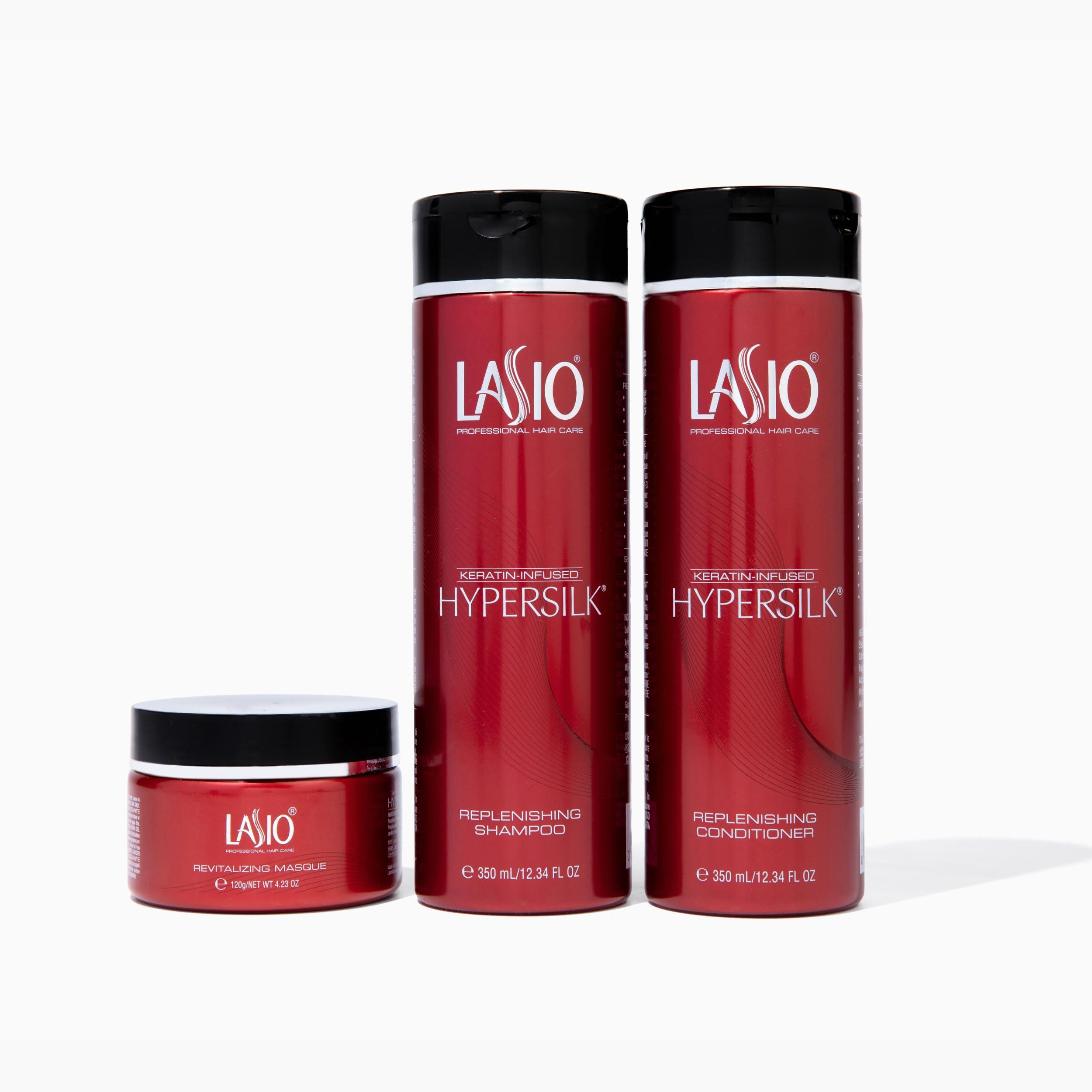 Lasio Lasio Keratin-Infused Hypersilk Intense Hair Repair and Healthy Hair Kit - Contains Professional Salon Level Grade Shampoo, Conditioner, and Masque - All In One Hair Kit