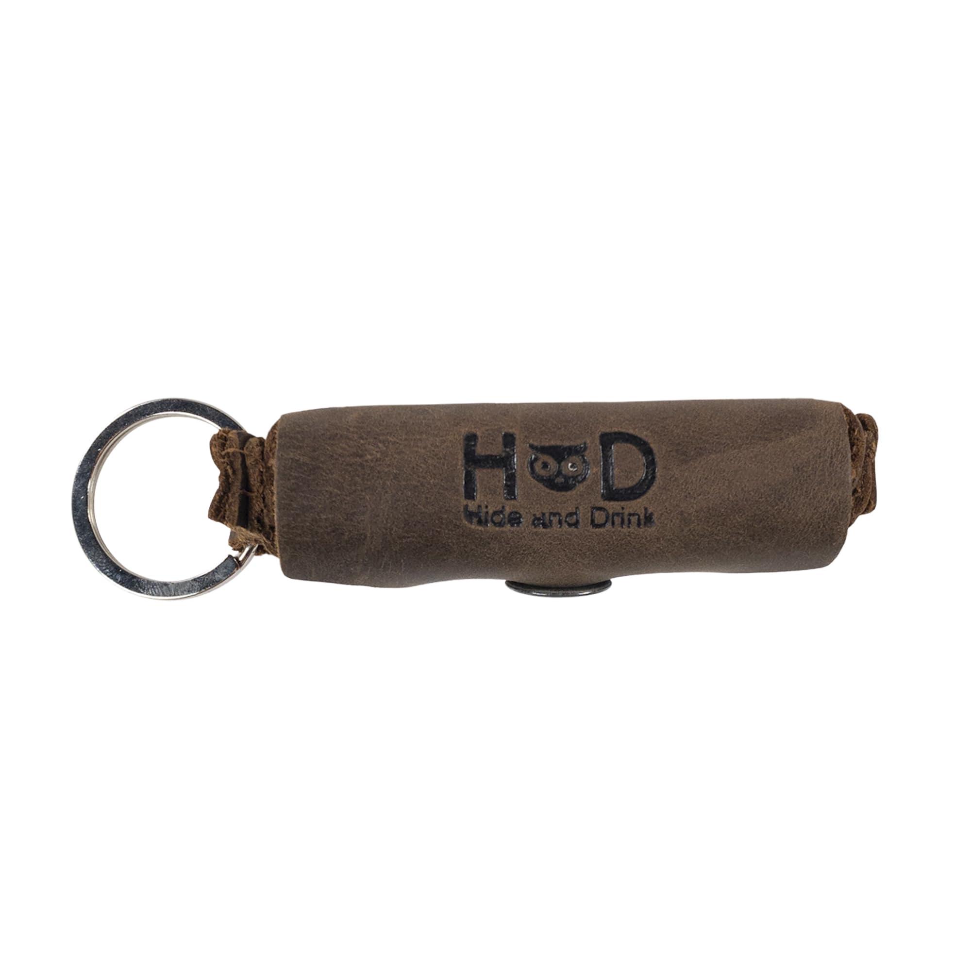 Hide & Drink Hide & Drink, Lip Balm Keychain Holder, Lip Protection, Classic Vintage, Brass Metal Clasp, Full Grain Leather, Handmade, Bourbon Brown