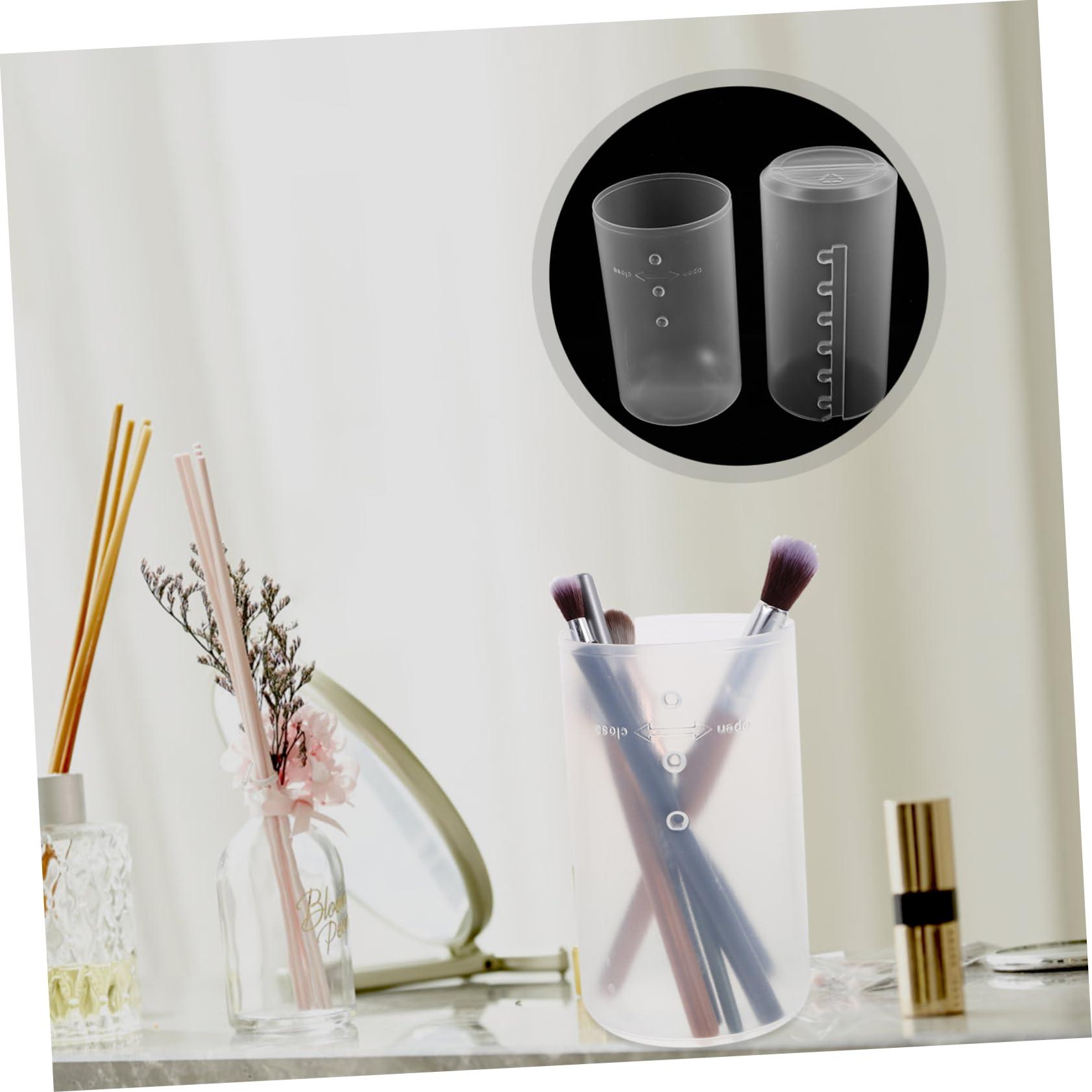 ABOOFAN ABOOFAN Elegant 3pcs Makeup Brush Holder Travel Case Lid Retractable Brush Organizers for Travel Dustproof Makeup Brush