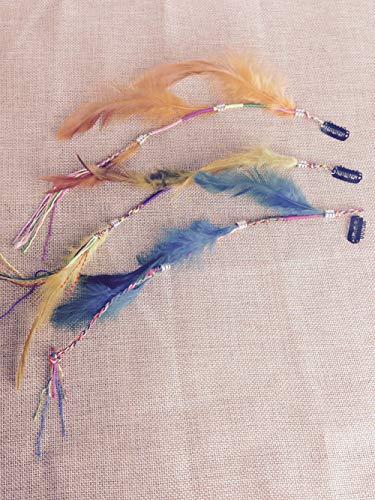Numblartd Numblartd 6 Pcs Handmade Hippie Feather Clip Comb Hairpin Hair Extensions - Fashion Boho Feather Headdress DIY Hair Accessories for Women Lady