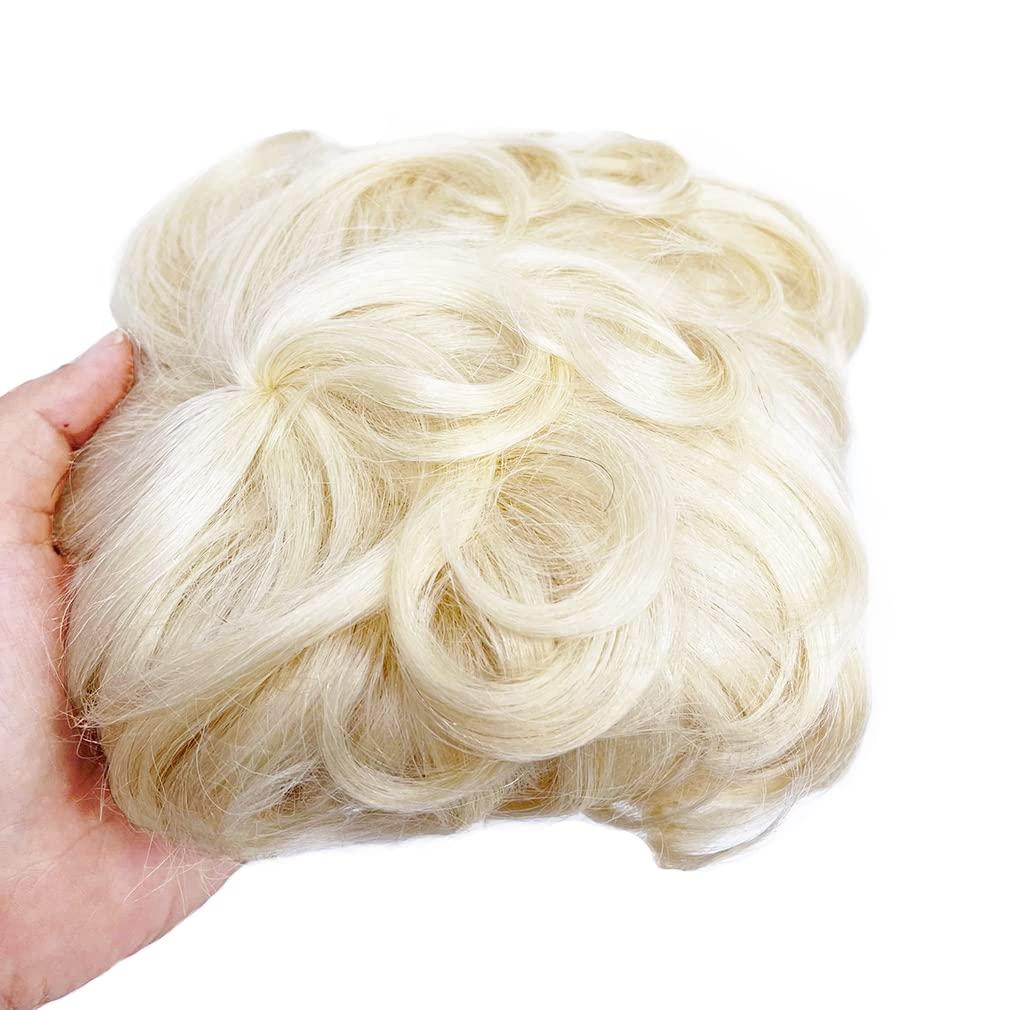 ICRAB ICRAB 6" Natural Fluffy 613# Blonde Human Hair Topper Short Curly Topper Hair Pieces Toupee Clip in Topper Human Hair Wig Topper Wavy Hair Topper Wiglets Hairpieces for Women with Thinning Hair