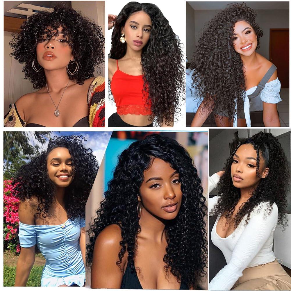 Kiss darling LASHES Jerry Curly Micro Loop Ring Hair Real Human Hair Micro Link Human Hair Extensions Natural Black, Bouncy Curly Micro Beads Hair Extensions for Women 22\"inch 100g 1g/S