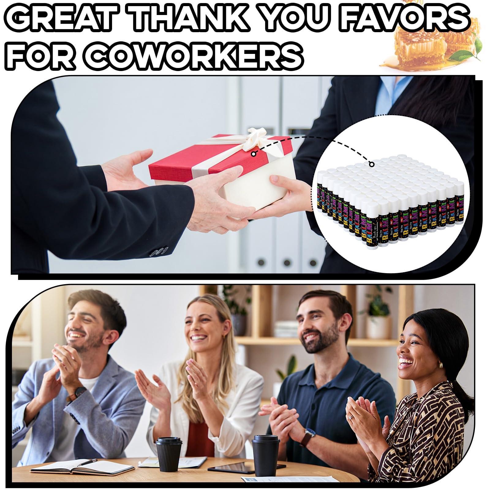 Dunzy Dunzy 100 Pack Employee Appreciation Gifts Bulk Lip Balms Favors Bulk Small Thank You Gifts Team Appreciation Inspirational Gifts for Women Men Coworkers Staff Teachers Nurses Team