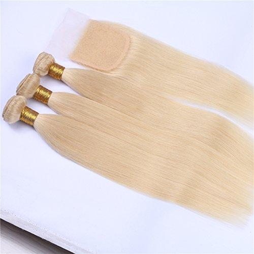 Cloud Hair Cloud Hair Top Lace Closure With Blonde 613 Hair Wefts 4Pcs Lot Brazilian Silky Straight Virgin Hair 3Pcs With Lace Closure 4x4 (10 10 10+8 inch closure)