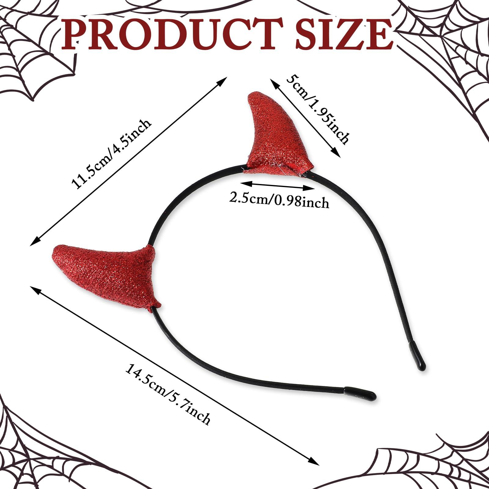 Teaaha Glitter Devil Horns Headband Red Halloween Devil Ears Headband Tiefling Horns Cosplay Costume Accessories for Women Men,Fancy Dress Cosplay and Demon Devil Themed Parties Hairband (Red)