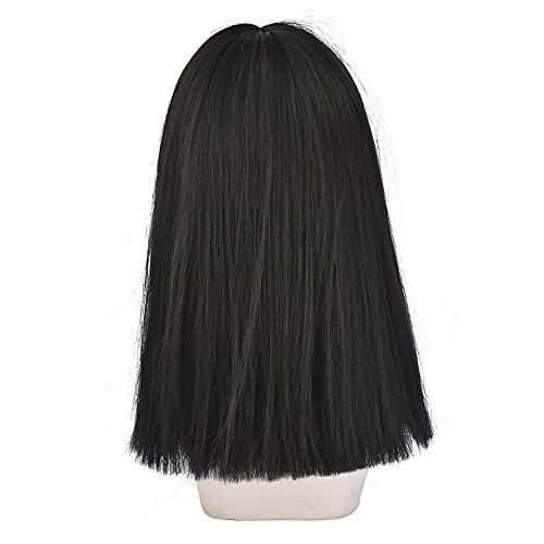 HUAISU HUAISU Long Black Straight Hair Wig with Bangs Synthetic High Density Long Hair Wig for Women (Natural Black, 18inch)