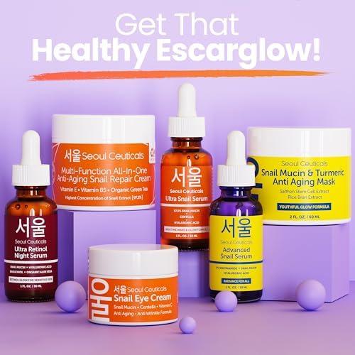 SeoulCeuticals SeoulCeuticals Korean Face Mask Skin Care - Snail Mucin Turmeric Mask for Face Cruelty Free K Beauty Anti Aging Face Mask for Healthy, Youthful Glow 2oz