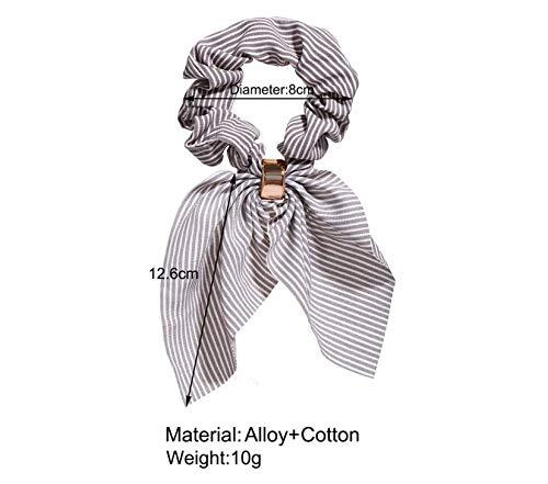 Blufly Blufly Ribbon Hair Scrunchies Rabbit Bunny Ear Bow Bowknot Scrunchies Bobbles Elastic Printed Flower Short Headband Ponytail Holders Vintage Head Tie for Women and Girls (Pack of 4) (B)