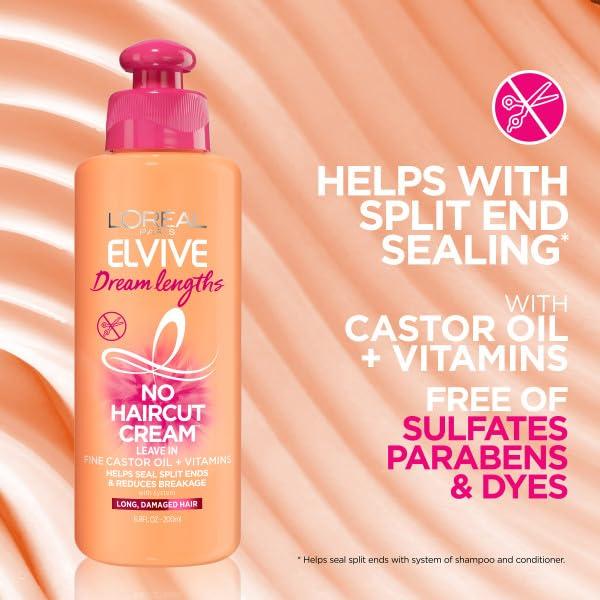 L’Oréal Paris L\'Oreal Paris Elvive Dream Lengths Shampoo & Conditioner Kit 28oz + No Haircut Cream Leave-in Conditioner, 6.8 fl. oz.
