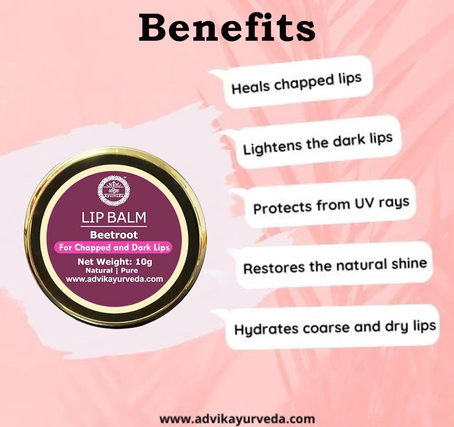 Generic Generic Ad-vik; Ayurveda Lip Balm for Chapped and Dark Lips, 10g. (Pack of 1) (Natural & Paraben Free)