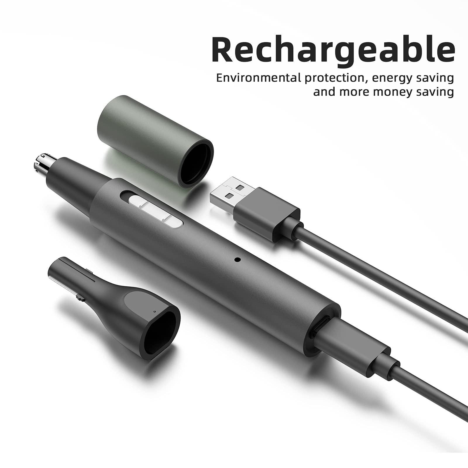 Beaport Nose Hair Trimmer and Eyebrow Trimmer, Rechargeable Professional Painless Eyebrow Razor for Ear Beard Hairline, 2 in 1 Metal Trimming Tool, Black