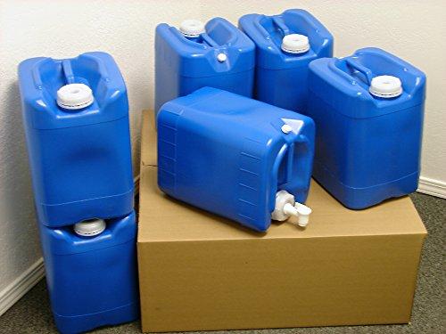 API Kirk Containers API Kirk Containers 5 Gallon Samson Stackers, Blue, 6 Pack (30 Gallons), Emergency Water Storage Kit - New! - Clean! - Boxed! Kit Includes one Spigot & Wrench