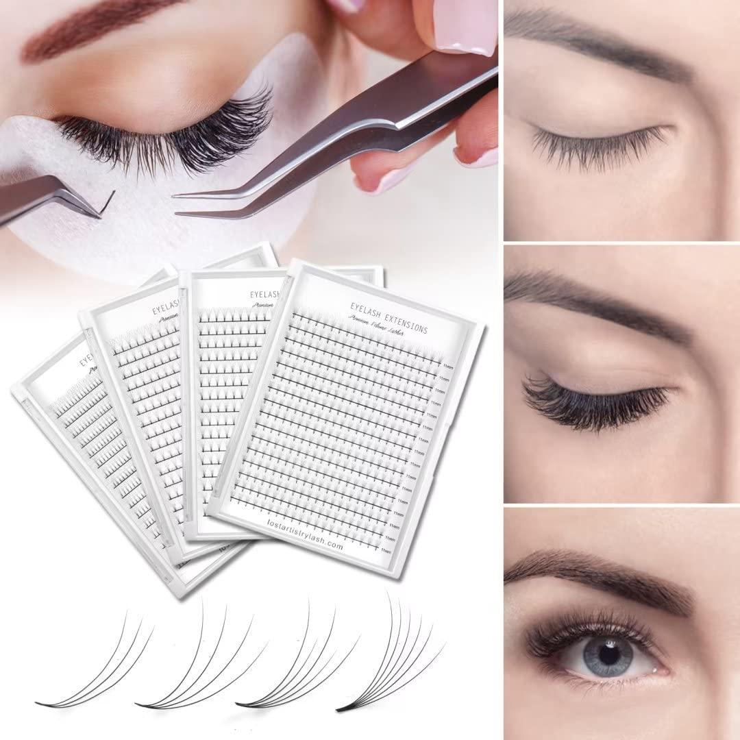 FLOMAZE Premade Fans Eyelash Extensions 320 Fans 3D/4D/5D/6D C Curl 0.07mm Thickness Soft Handmade Volume Natural Lash Extension Eyelash Fan(5D-0.07-C-11mm)