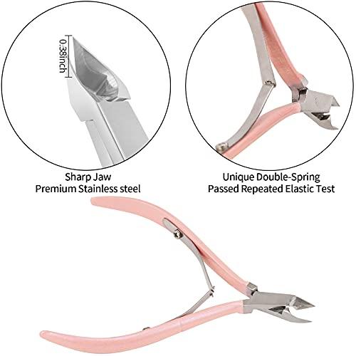 YINYIN Cuticle Trimmer with Cuticle Pusher and Cutter-YINYIN Cuticle Cutter Cuticle Nipper Professional Stainless Steel Cuticle Clippers Durable Pedicure Manicure Tools for Fingernails and Toenails (Pink)