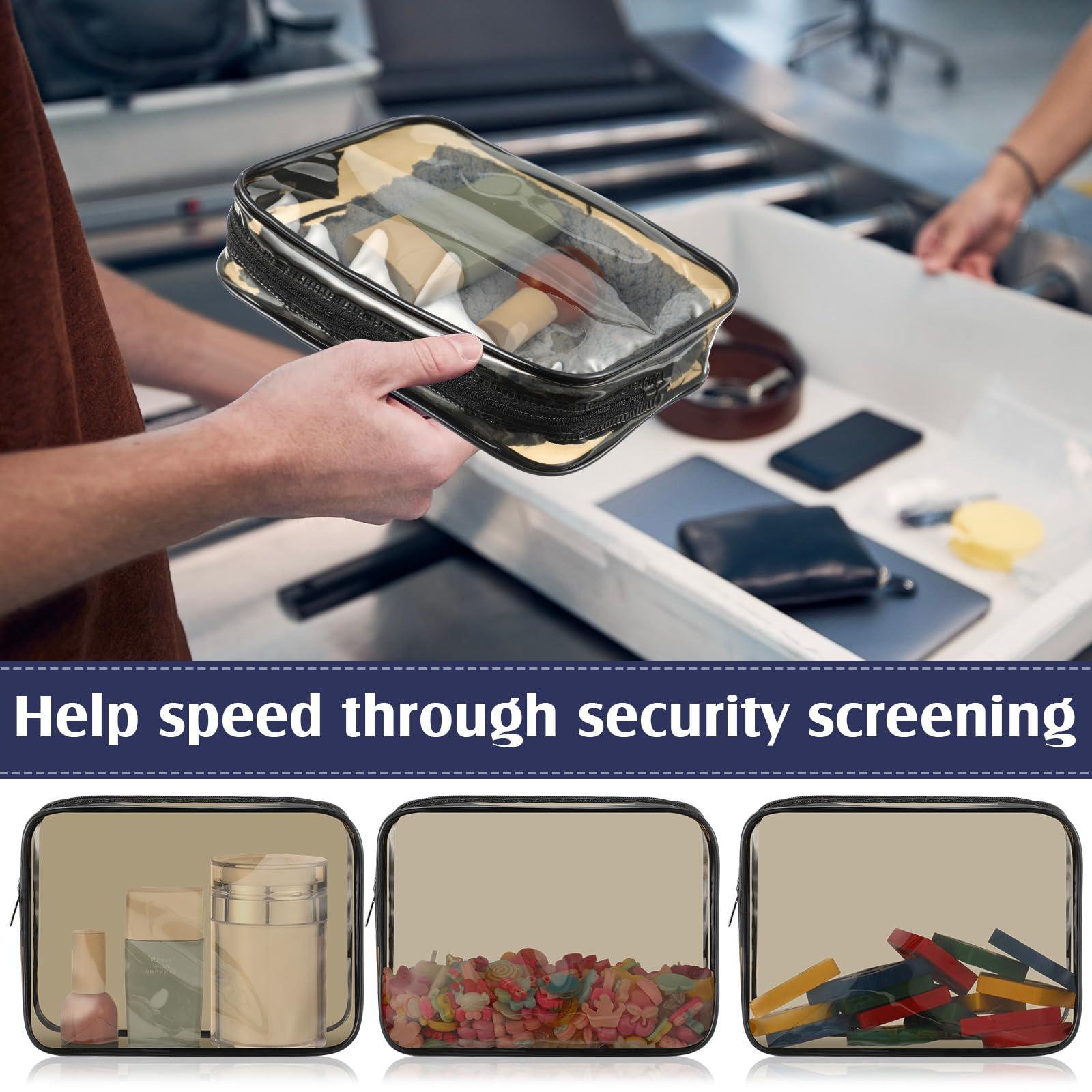 Sanwuta Sanwuta 100 Pcs Clear Makeup Bags Bulk Tsa Approved Toiletry Bag for Travel Transparent Cosmetic Bag PVC Waterproof Travel Small Pouches with Zipper for Men and Women(Dark Black)