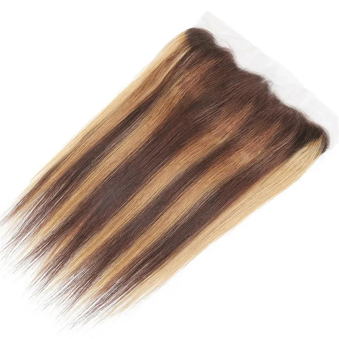 Wjnvfioo Highlight Bundles With Frontal Straight Bundles With Frontal Brazilian Human Hair Bundles With Frontal Free Part Highlight P4-27 22 22 22frontal18#13\" x 4\"